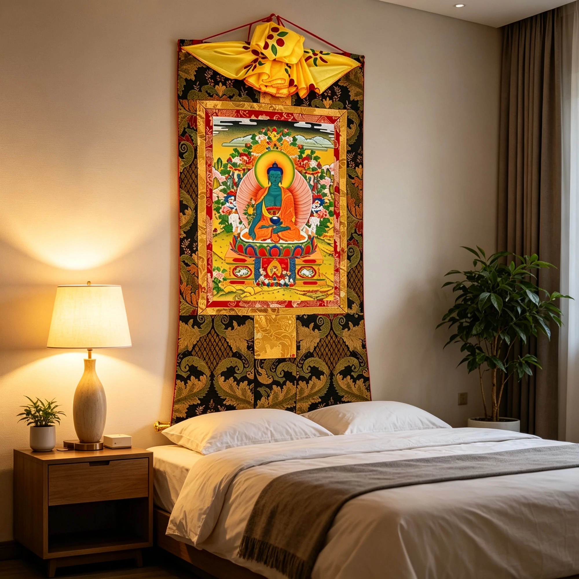 Tibetan Buddhist Bhaisajyaguru Thangka Painting – Museum-Quality Lapis Lazuli Medicine Buddha Scroll Art for Longevity & Holistic Wellness Luxury Decor