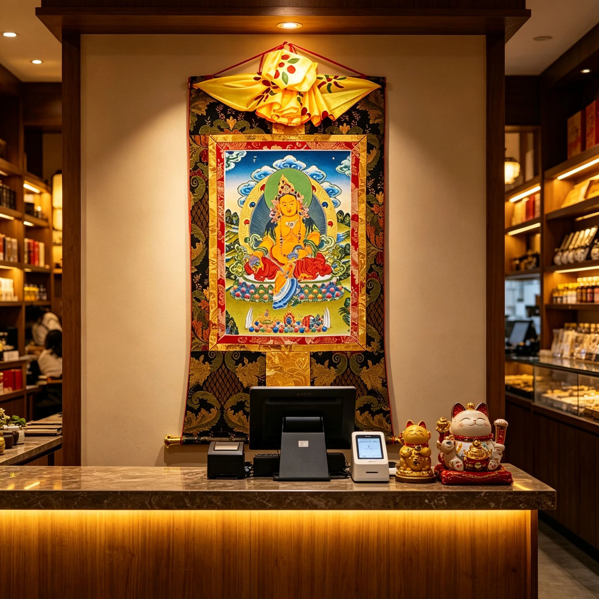 Tibetan Buddhist Dzambhala Thangka Painting – Museum-Quality Wealth God Scroll Art for Prosperity & Zen Luxury Decor - Image 3