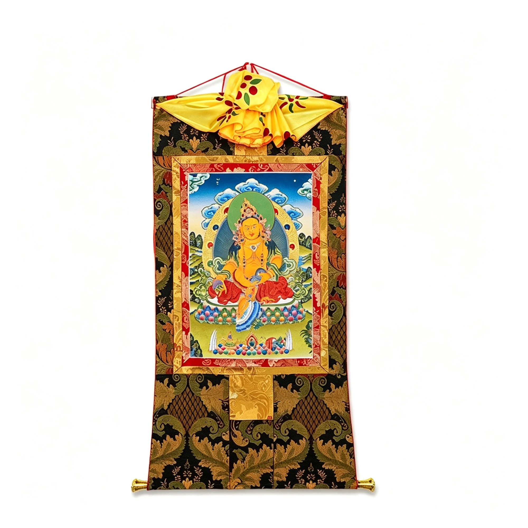 Tibetan Buddhist Dzambhala Thangka Painting – Museum-Quality Wealth God Scroll Art for Prosperity & Zen Luxury Decor - Image 4
