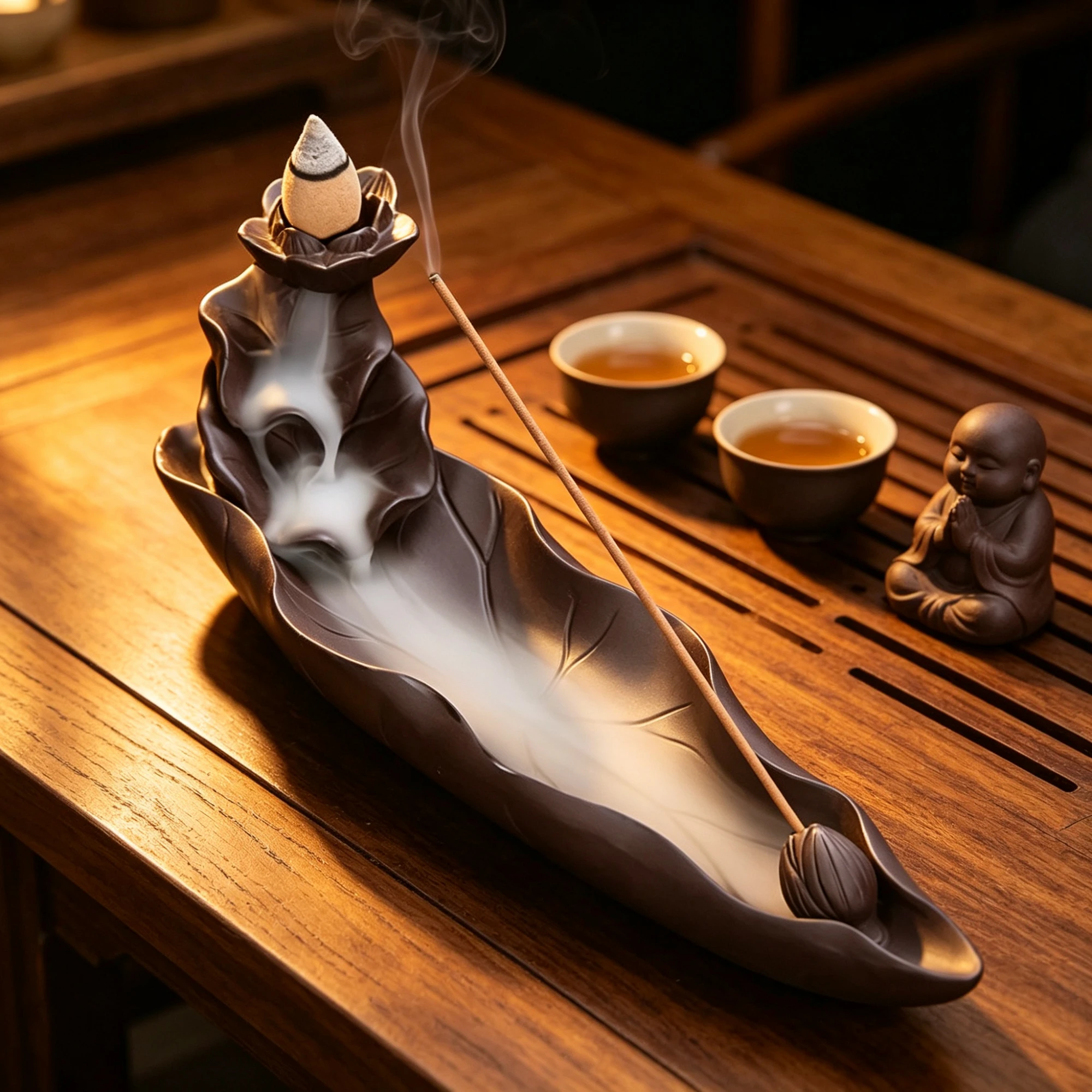 Lotus Leaf Backflow Incense Burner – Watch the Smoke Fall Like Water