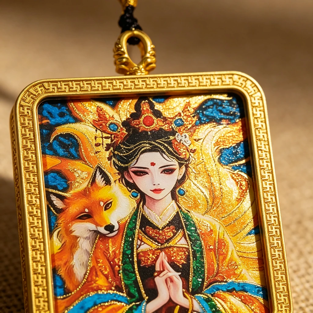 Mystic Nine-Tailed Fox Pendant Necklace – Museum-Quality Goddess Miniature Art for Ultimate Attraction, Romance & Sacred Luxury Jewelry - Image 2