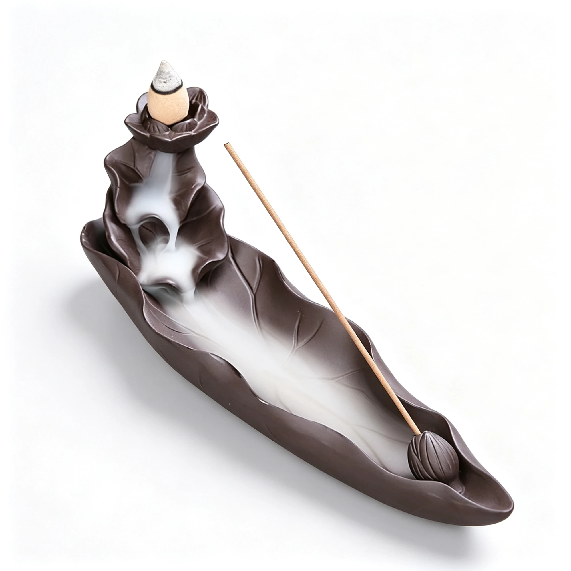 Lotus Leaf Backflow Incense Burner – Watch the Smoke Fall Like Water - Image 4