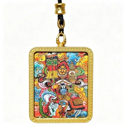 Himalayan Buddhist King of Abundance Pendant Necklace – Museum-Quality Guardian Deity Miniature Art for Prosperity & Sacred Luxury Jewelry