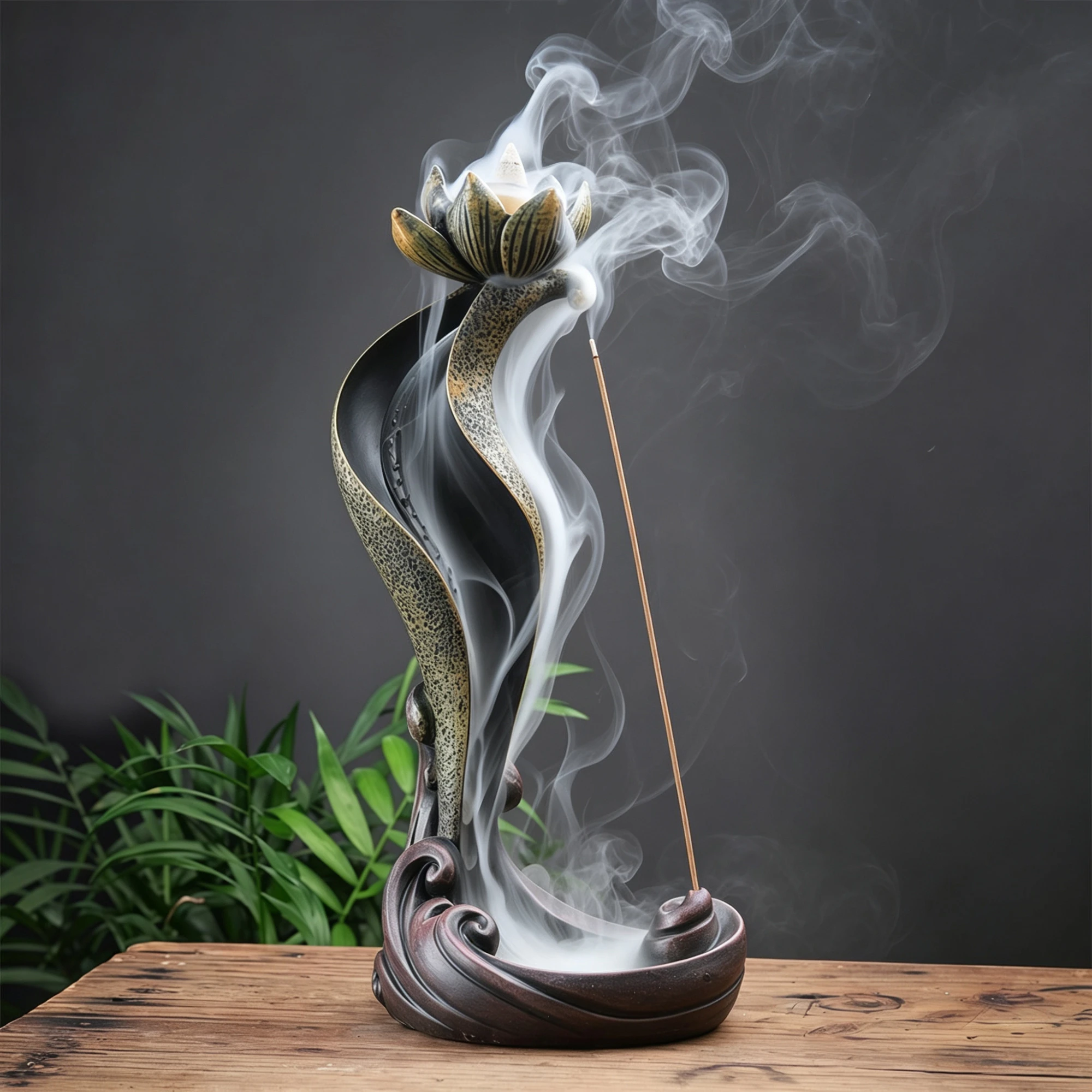 Tall Lotus Backflow Incense Burner – A Longer, Slower Waterfall - Image 3