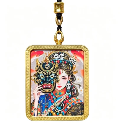 Himalayan Buddhist Mystic Amulet Necklace – Museum-Quality Goddess & Wrathful Mask Miniature Art for Protection, Fortune & Sacred Luxury Jewelry