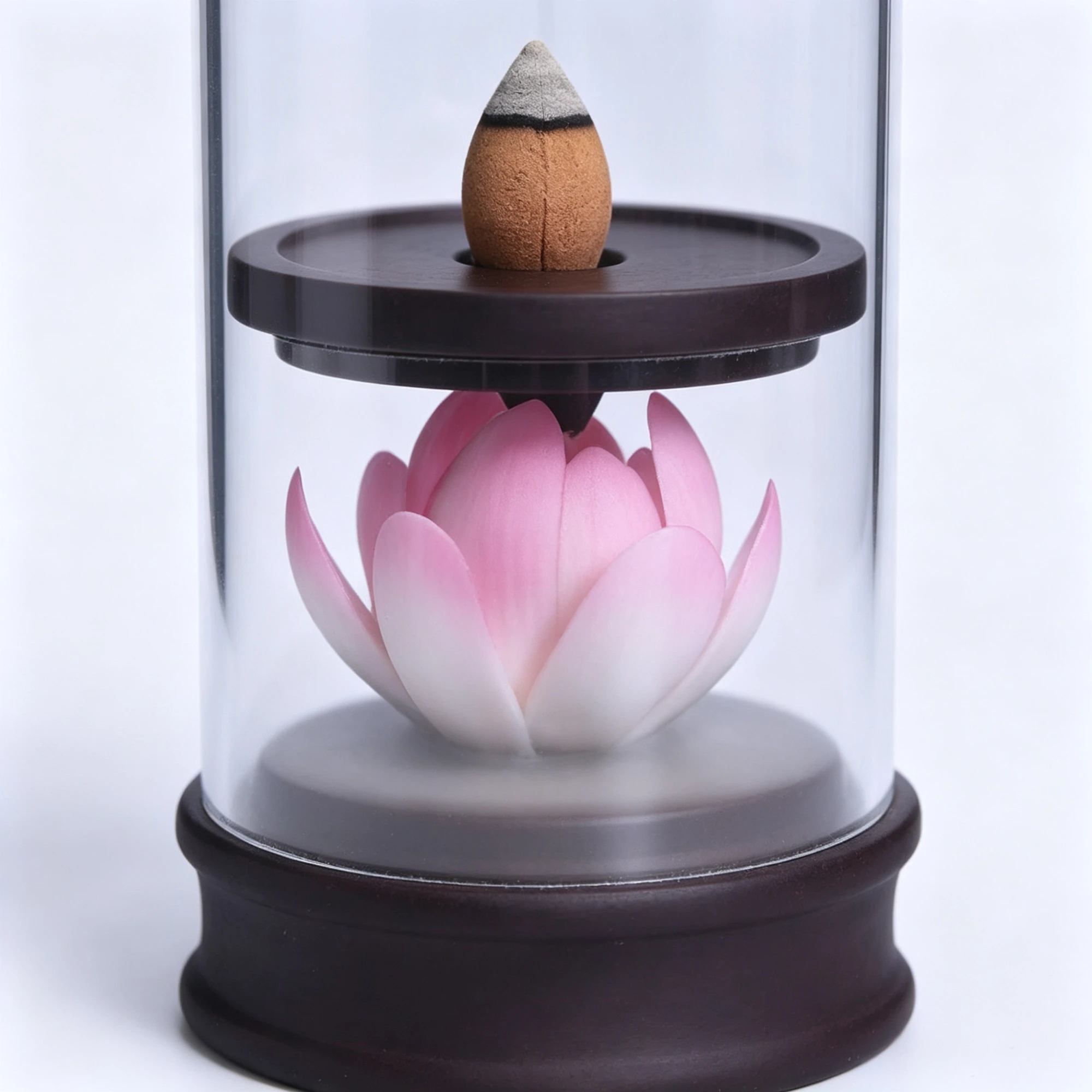Pink Lotus Glass Backflow Incense Burner – Beautiful Even Unlit - Image 2