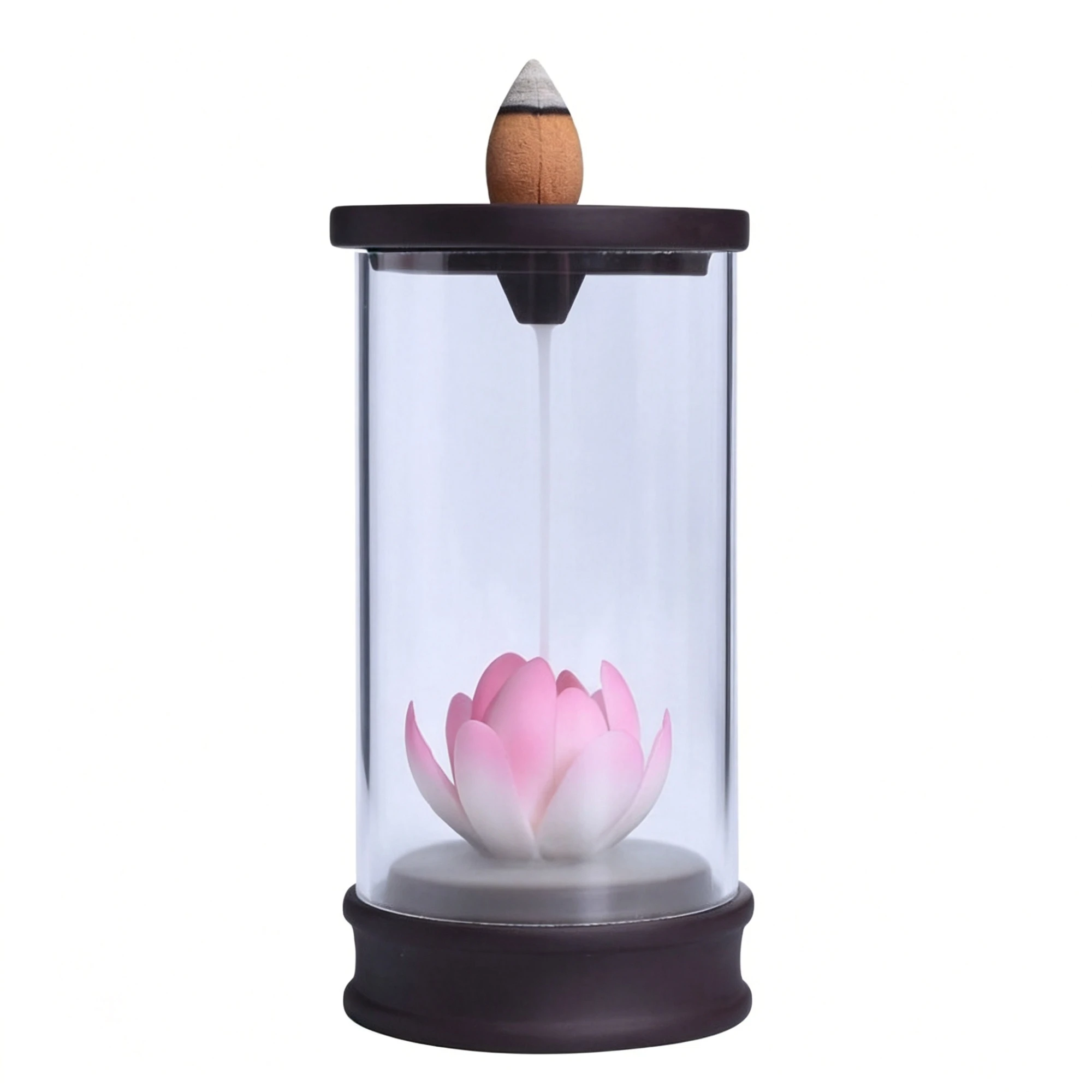 Pink Lotus Glass Backflow Incense Burner – Beautiful Even Unlit - Image 4
