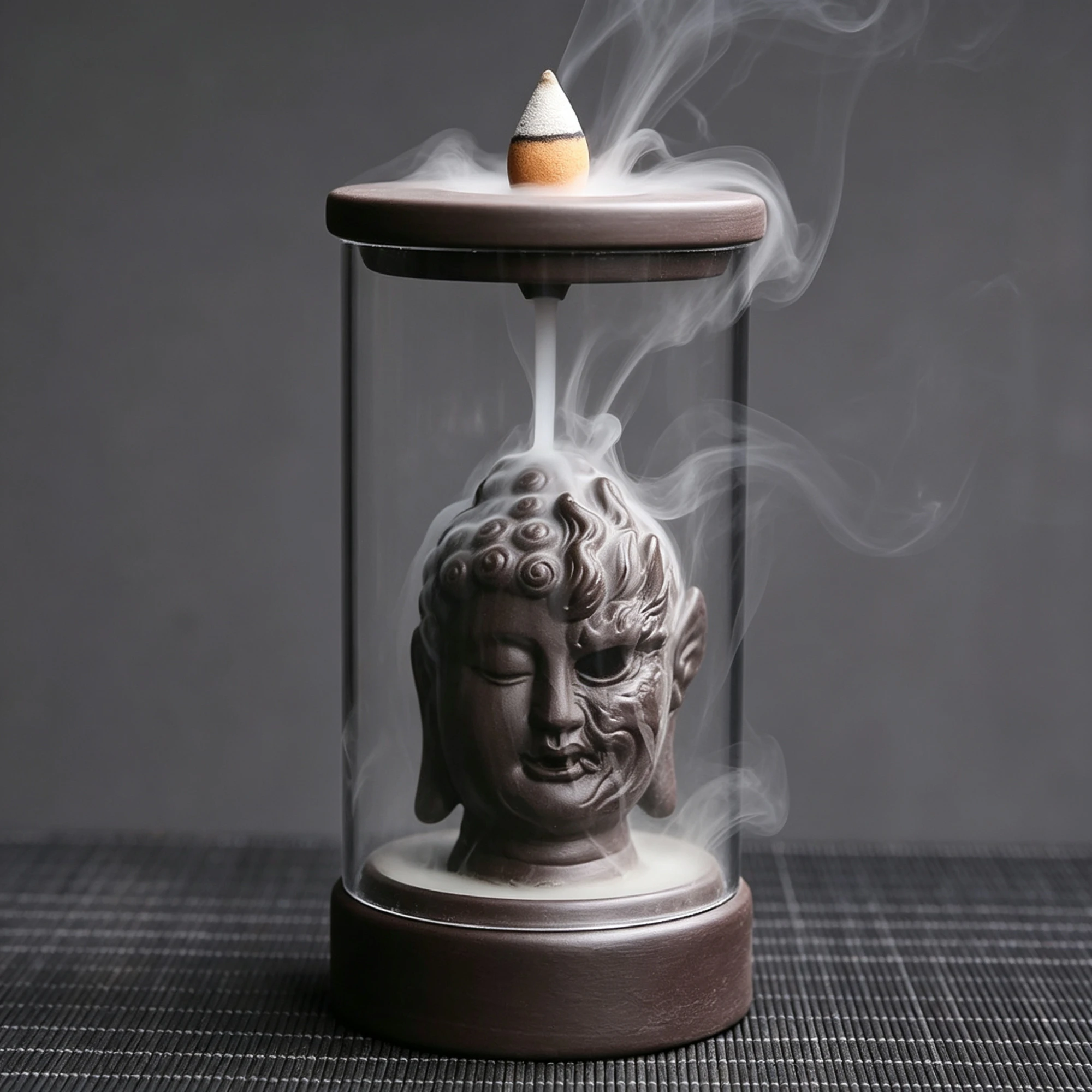 Buddha Head Glass Backflow Incense Burner – Stillness You Can Watch - Image 2