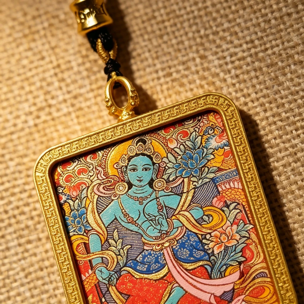 Himalayan Buddhist Green Tara Pendant Necklace – Museum-Quality Deity of Fulfilling Wishes Miniature Art for Protection & Sacred Luxury Jewelry - Image 2