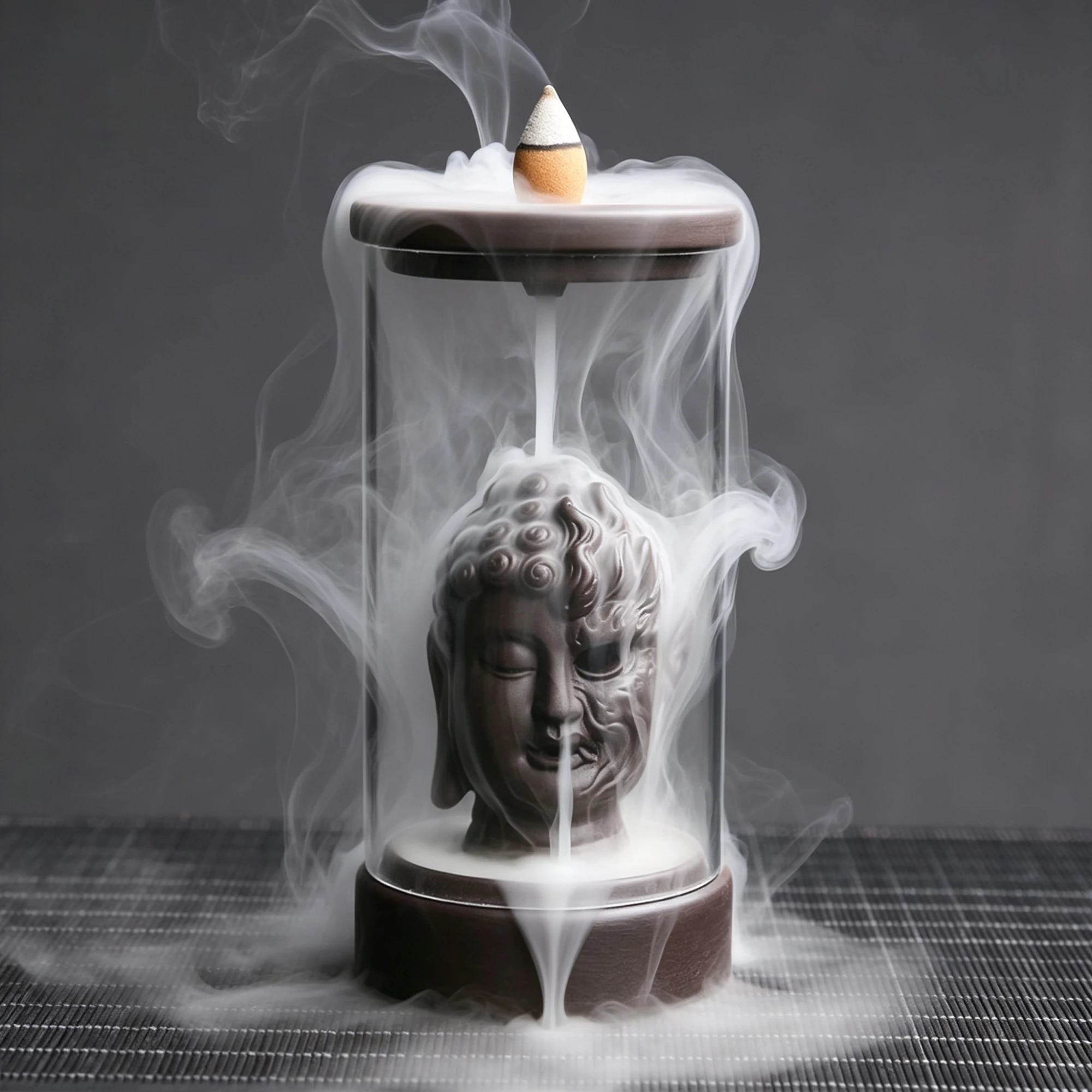 Buddha Head Glass Backflow Incense Burner – Stillness You Can Watch - Image 3