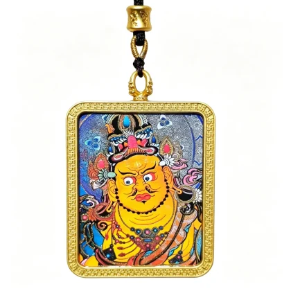 Himalayan Buddhist Dzambhala Pendant Necklace – Museum-Quality Wealth God Portrait Art for Prosperity & Sacred Luxury Jewelry