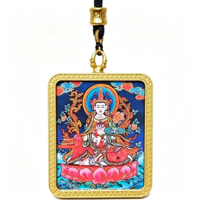 Himalayan Buddhist White Tara Pendant Necklace – Museum-Quality Deity of Longevity Miniature Art for Healing & Sacred Luxury Jewelry