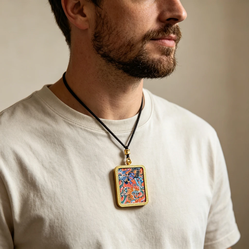 Himalayan Buddhist Wrathful Lotus Master Pendant – Museum-Quality Dragon Warrior Miniature Art for Ultimate Protection & Sacred Luxury Jewelry - Image 3