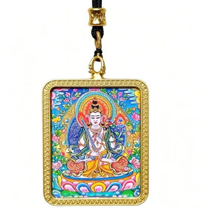 Himalayan Buddhist Manjushri Pendant Necklace – Museum-Quality Bodhisattva of Wisdom Miniature Art for Clarity & Sacred Luxury Jewelry