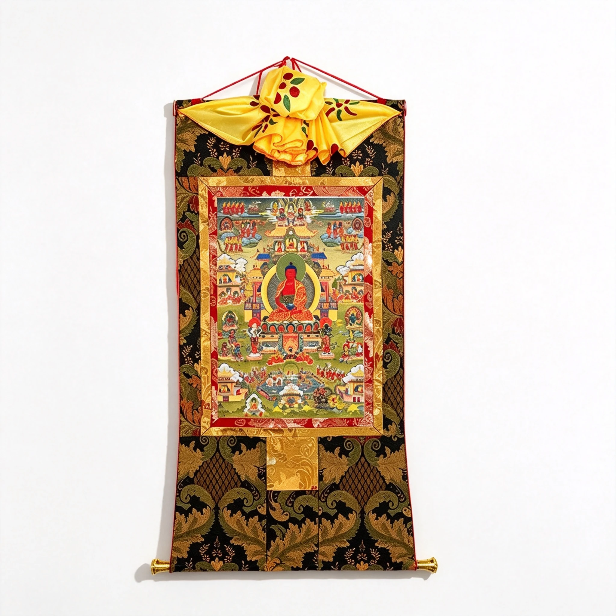Sacred Amitabha Buddha Thangka Painting – Museum-Quality Tibetan Scroll Art for Meditation & Zen Luxury Decor