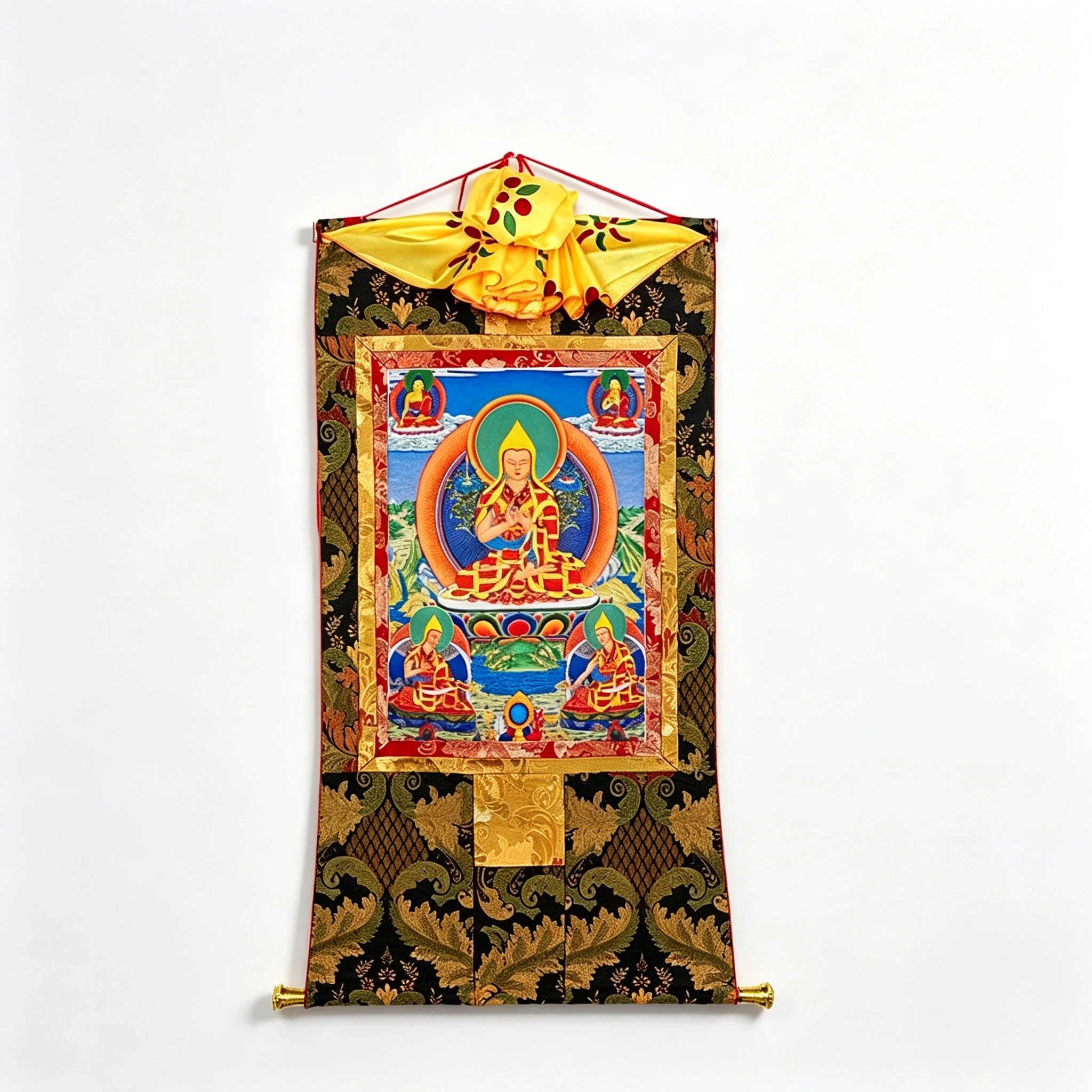 Tibetan Buddhist Je Tsongkhapa Thangka Painting – Museum-Quality Gelugpa Lineage Scroll Art for Inner Peace & Zen Luxury Decor