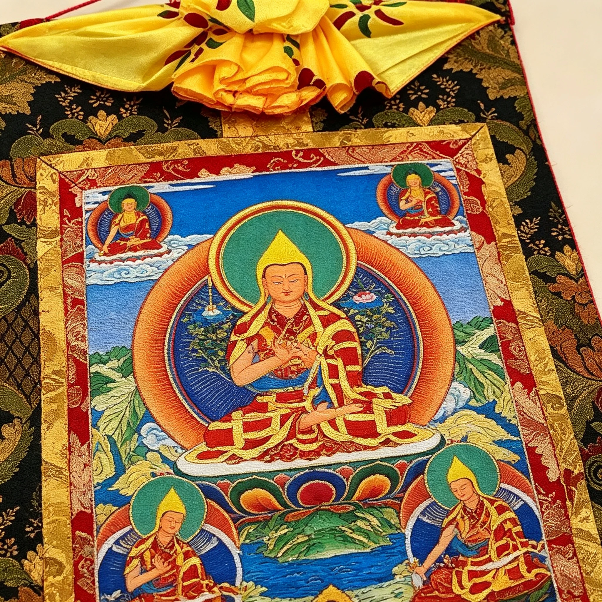 Tibetan Buddhist Je Tsongkhapa Thangka Painting – Museum-Quality Gelugpa Lineage Scroll Art for Inner Peace & Zen Luxury Decor - Image 2