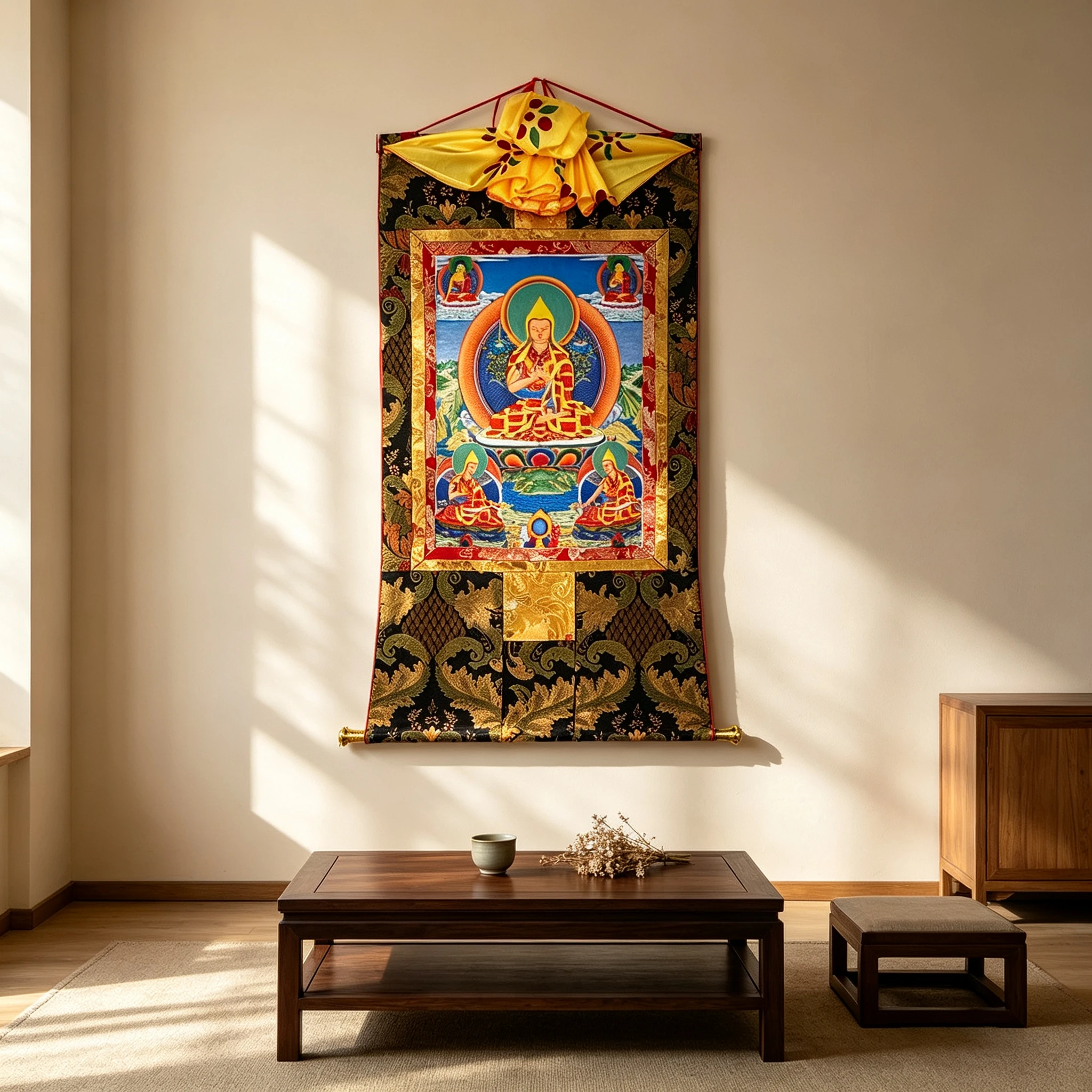 Tibetan Buddhist Je Tsongkhapa Thangka Painting – Museum-Quality Gelugpa Lineage Scroll Art for Inner Peace & Zen Luxury Decor - Image 3