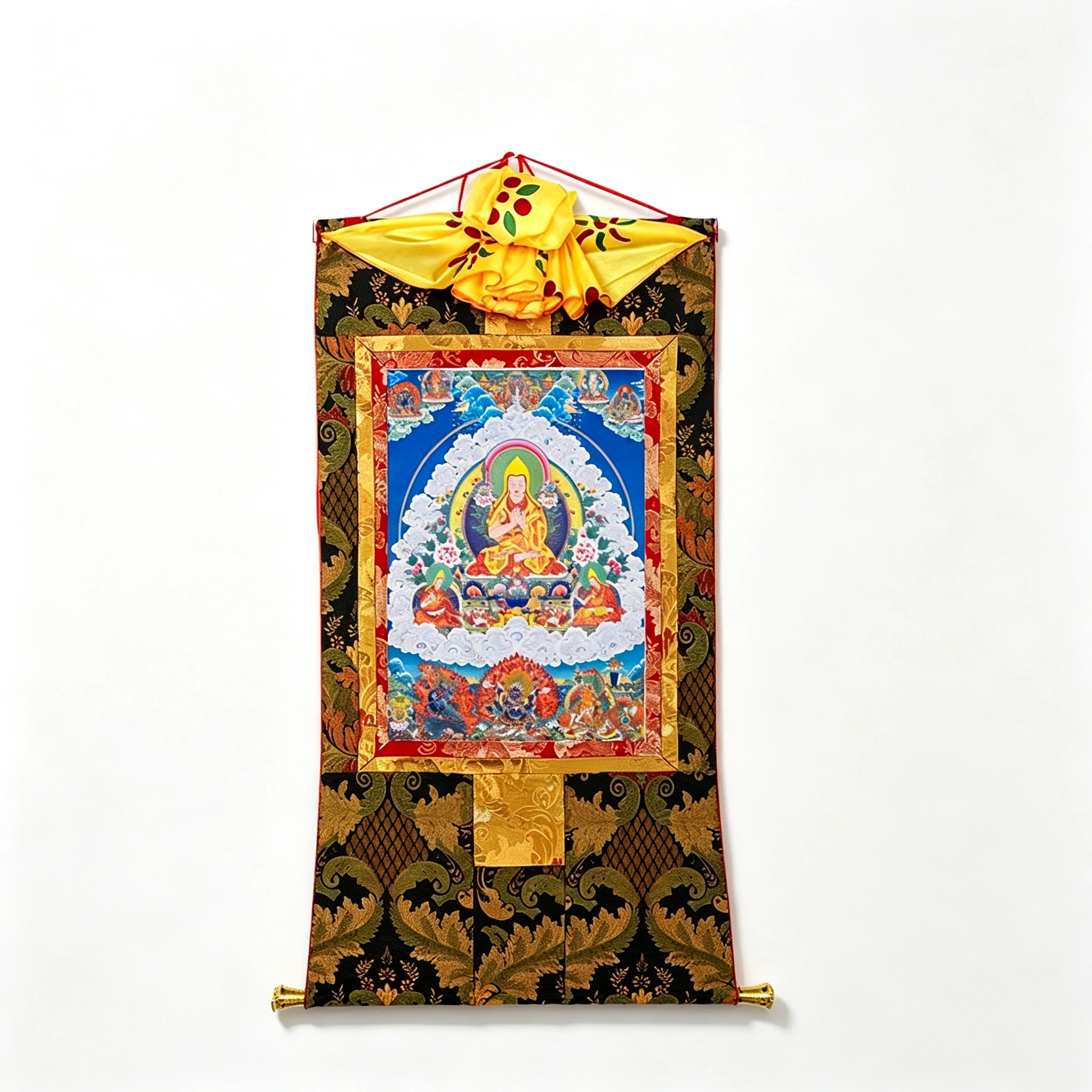 Sacred Tibetan Tsongkhapa Thangka Painting – Museum-Quality Buddhist Master Scroll Art for Luxury Zen Decor